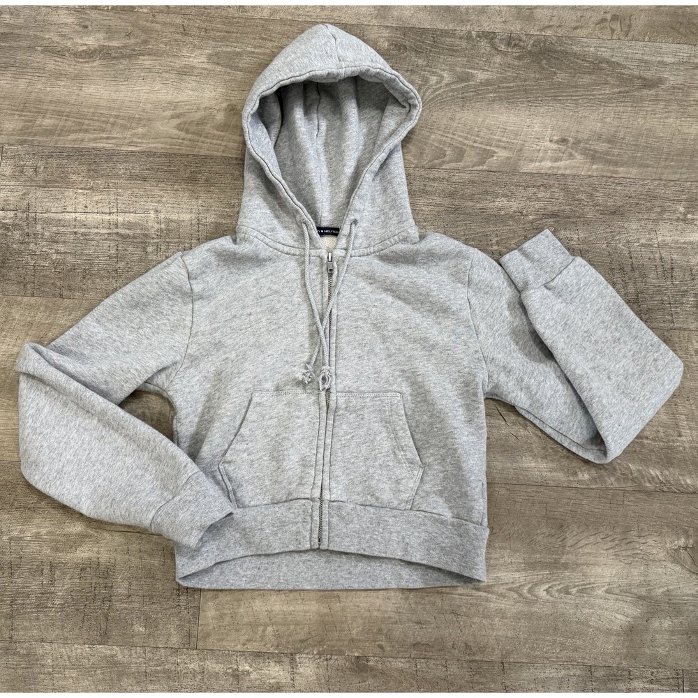 Brandy Melville Cropped Crop Full Zip Hoodie Sweatshirt One Size‎ OS